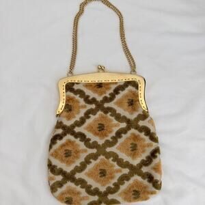 Vintage Magid Italy Velvet Tapestry Kiss Lock Evening Bag